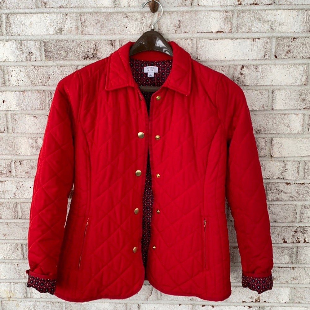 Crown & Ivy Women's Red Button Up Coat Size Small